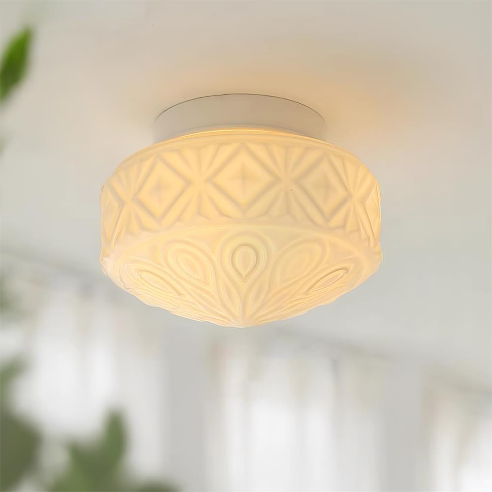 Flush Mount Frosted Glass Ceiling Light With Colour Changing LED