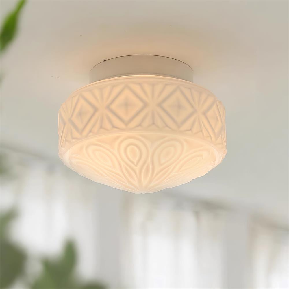 Flush Mount Frosted Glass Ceiling Light With Colour Changing LED