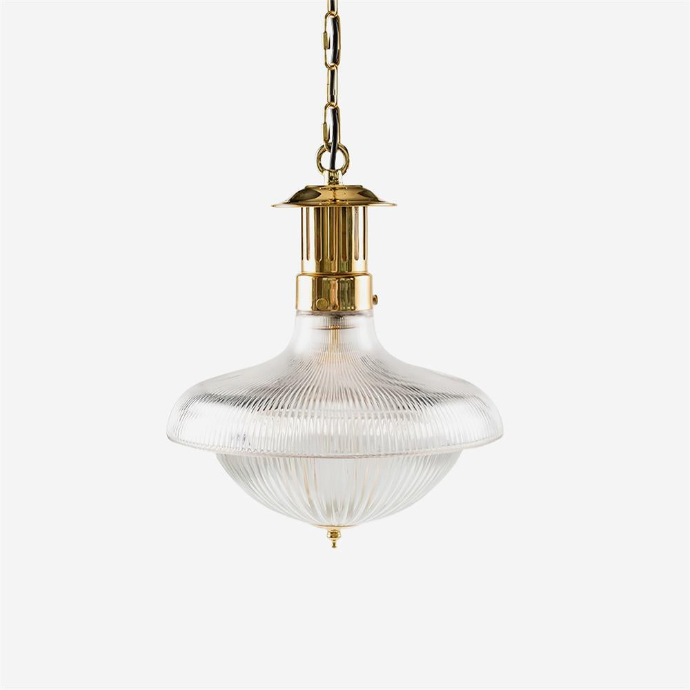 Ambient Dining Clear Ribbed Glass Pendant Light