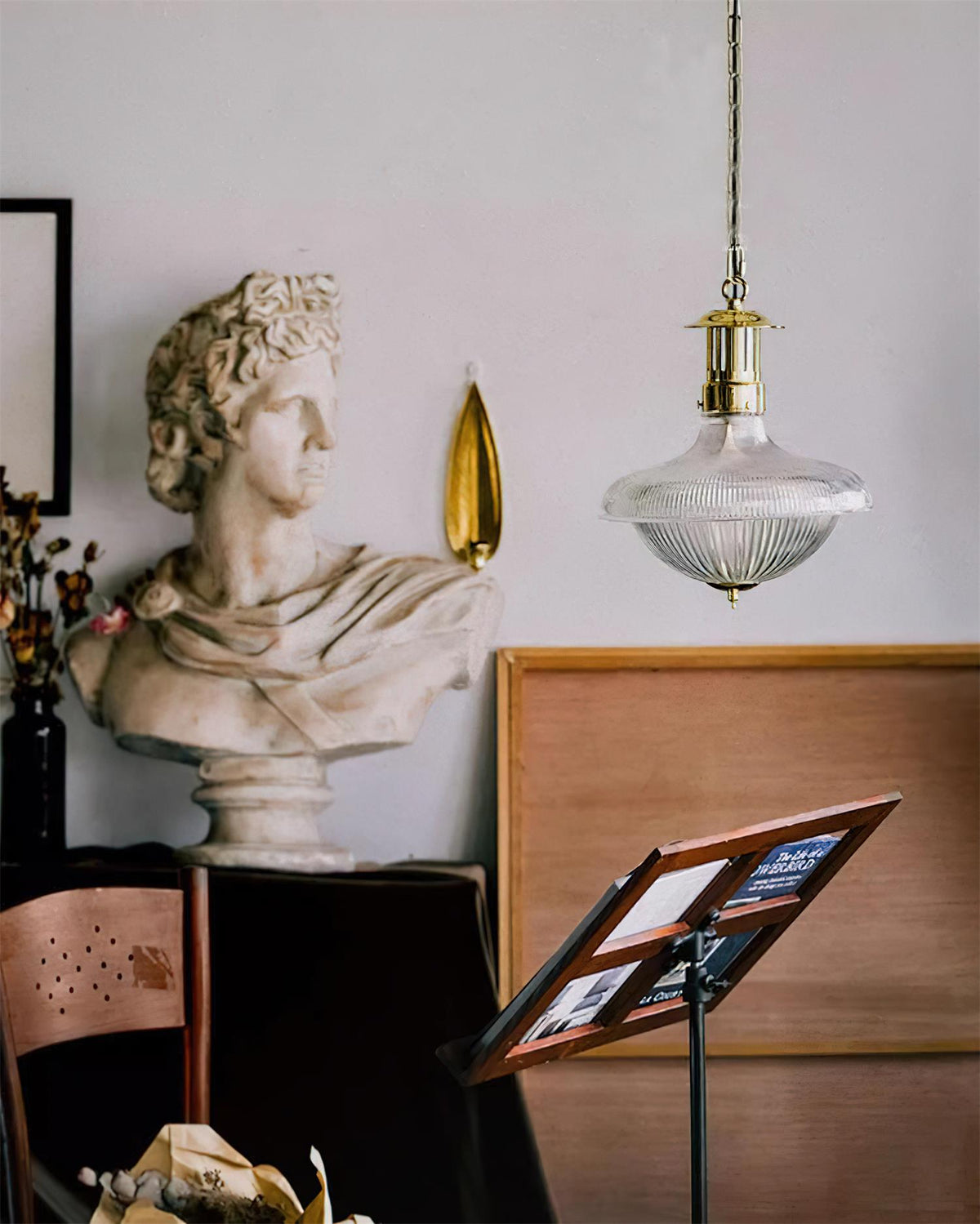Ambient Dining Clear Ribbed Glass Pendant Light
