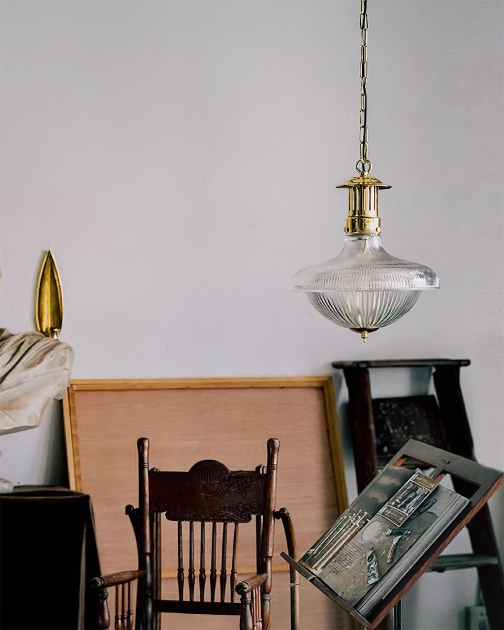 Ambient Dining Clear Ribbed Glass Pendant Light