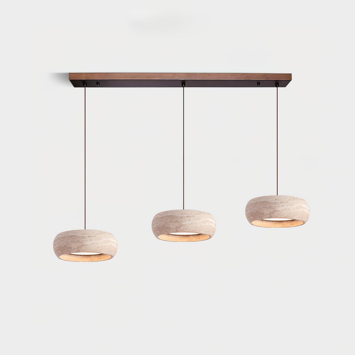Pendant Light With Warm Glow Travertine Donut
