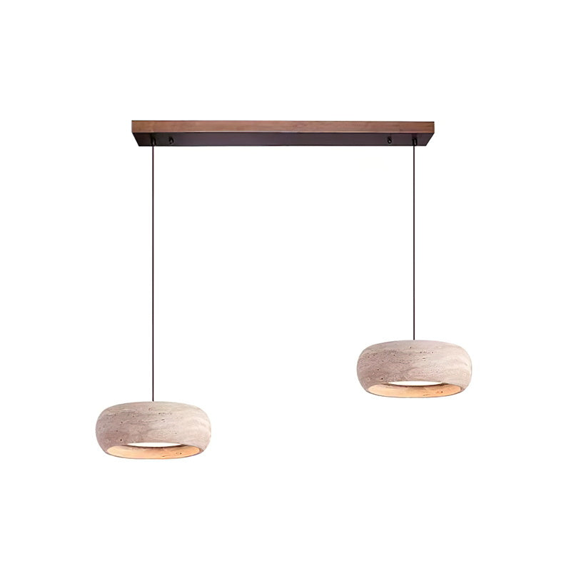 Pendant Light With Warm Glow Travertine Donut