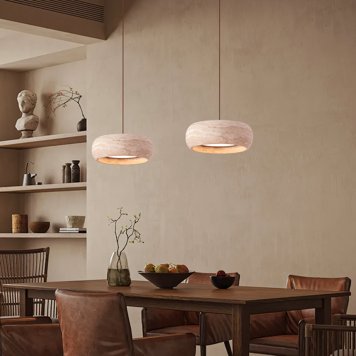 Pendant Light For Warm Ambience Travertine Donut