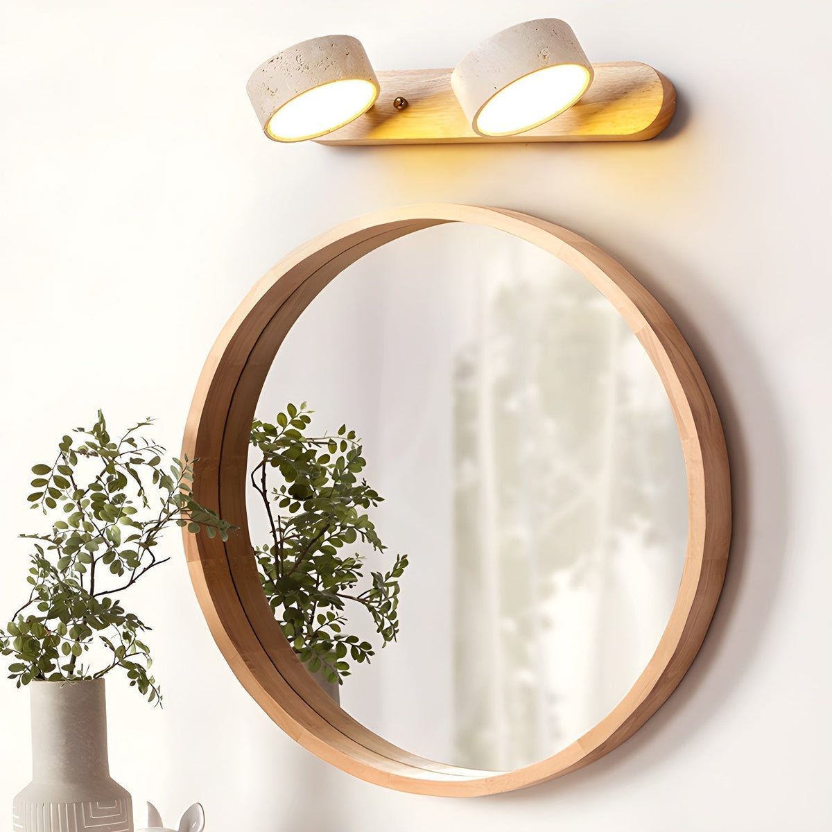Neutral Finish Natural Travertine Wall Light