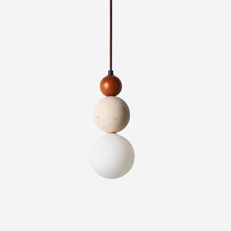 Glass Travertine Dimmable Triple Sphere Pendant Light
