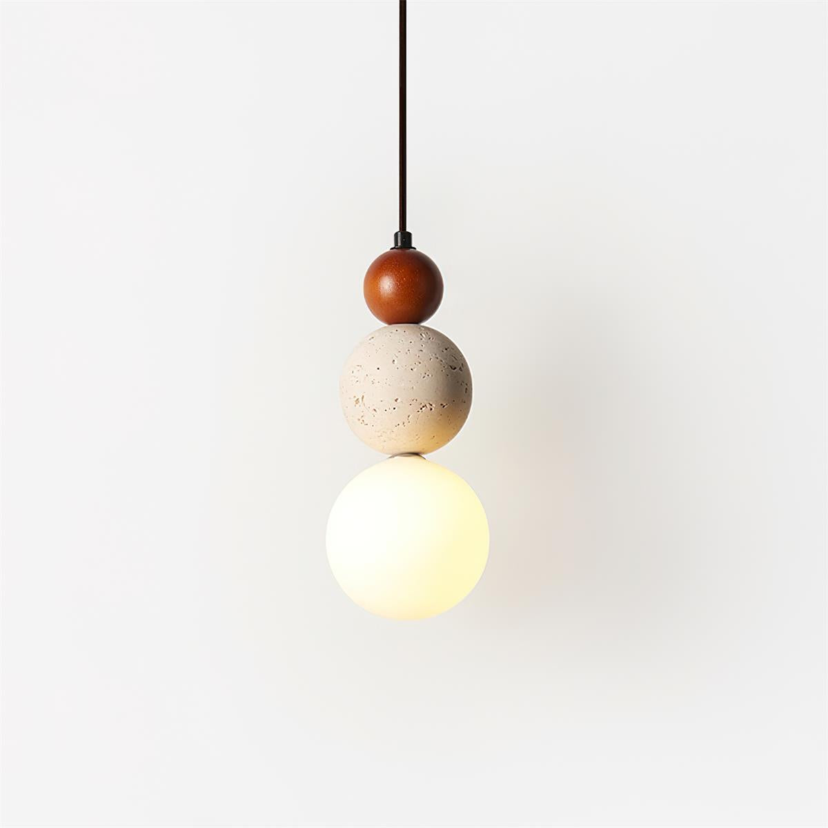 Glass Travertine Dimmable Triple Sphere Pendant Light