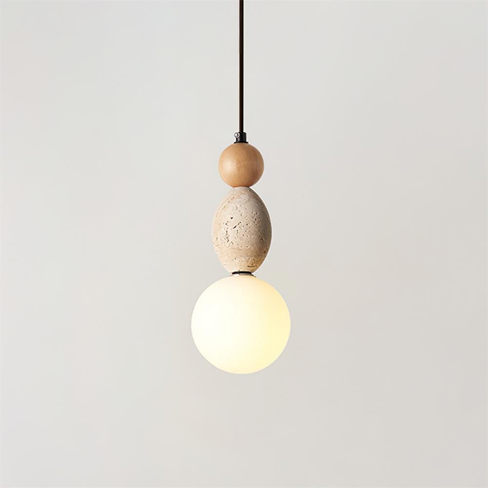Glass Travertine Dimmable Triple Sphere Pendant Light