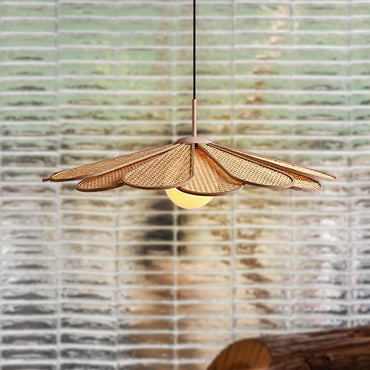 Tropical Ambience Rattan Petal Pendant Light