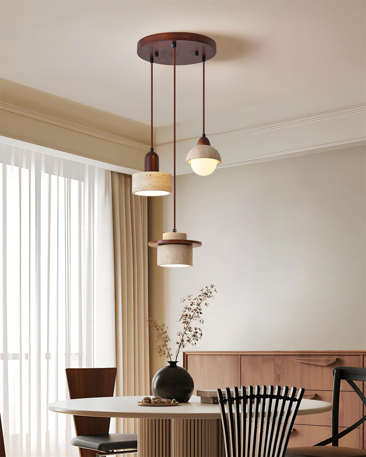 Warm Ambience Set For Pendant Lights Travertine Lunara
