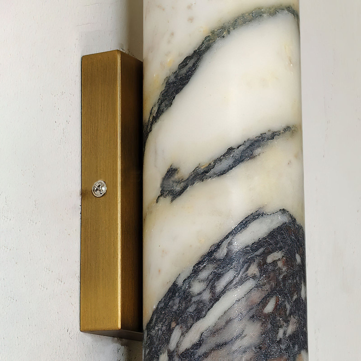 Wall Light Elegant Brass Base With Cylinder Marble