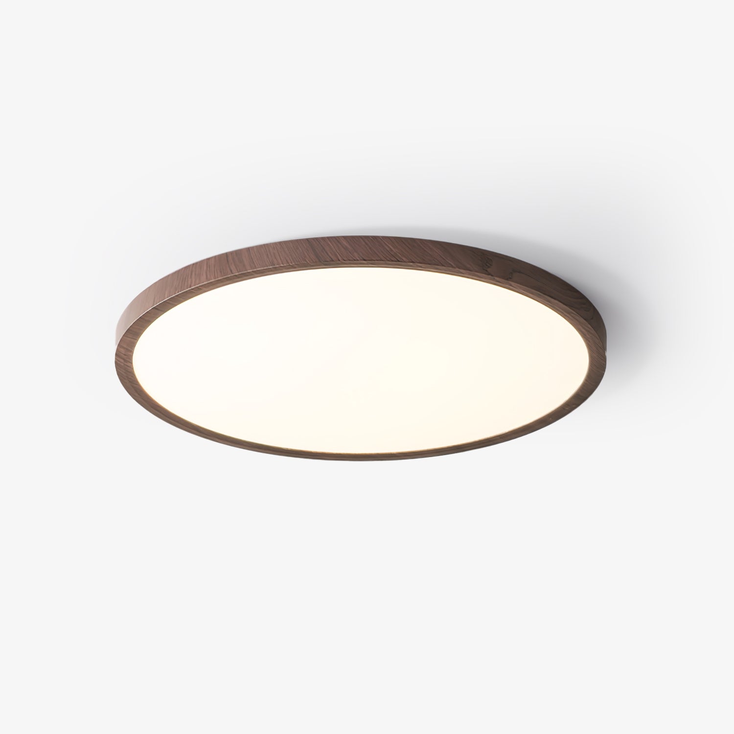 Round Slim Ceiling Light With Walnut Wood Finish Ultra