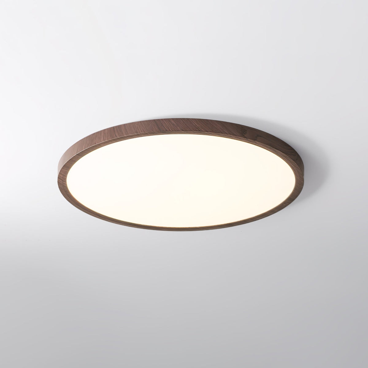 Round Slim Ceiling Light With Walnut Wood Finish Ultra