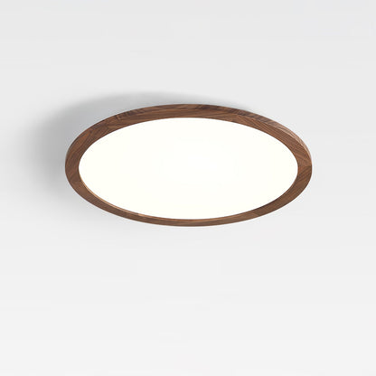 Round Slim Ceiling Light With Walnut Wood Finish Ultra