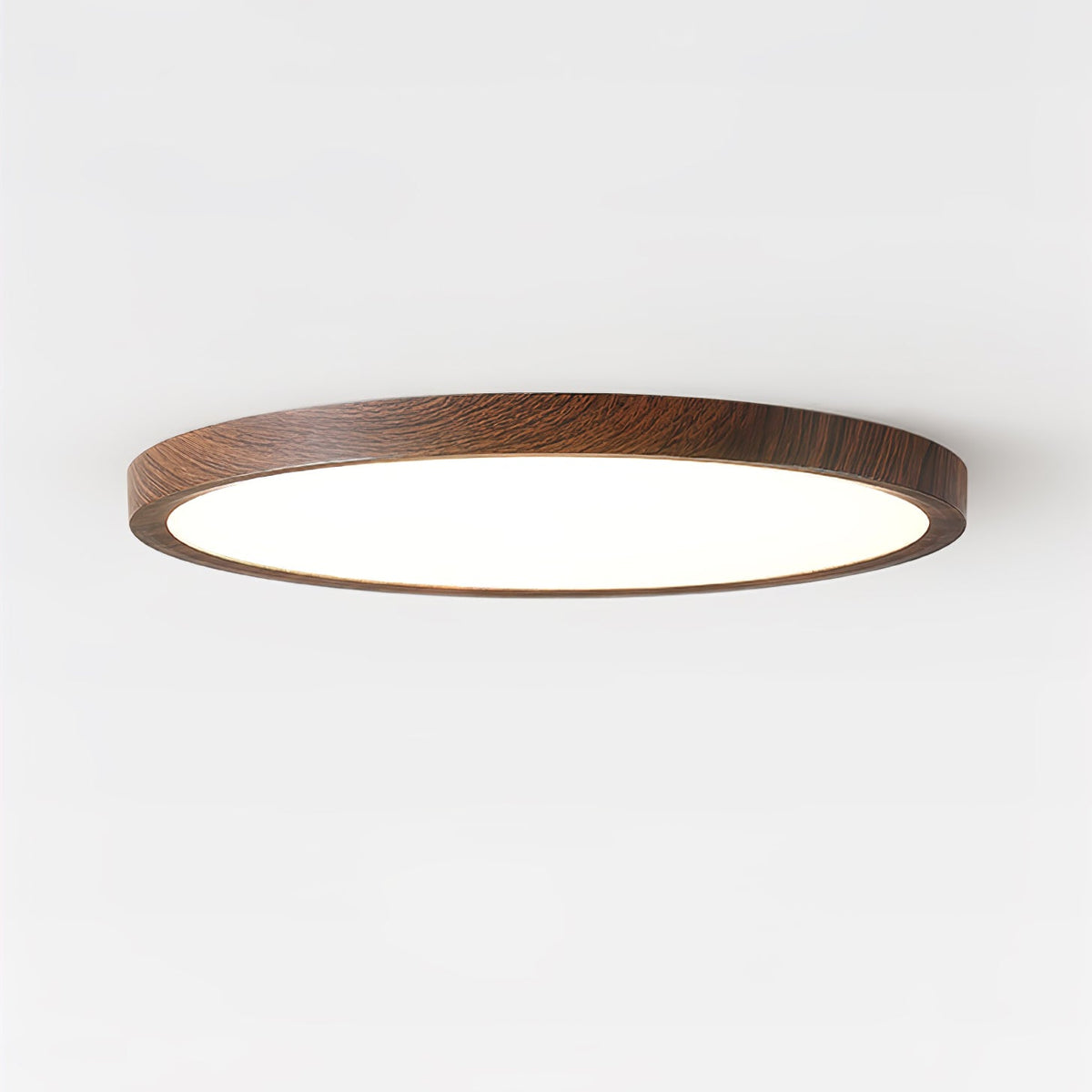 Round Slim Ceiling Light With Walnut Wood Finish Ultra