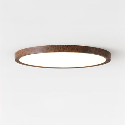 Round Slim Ceiling Light With Walnut Wood Finish Ultra
