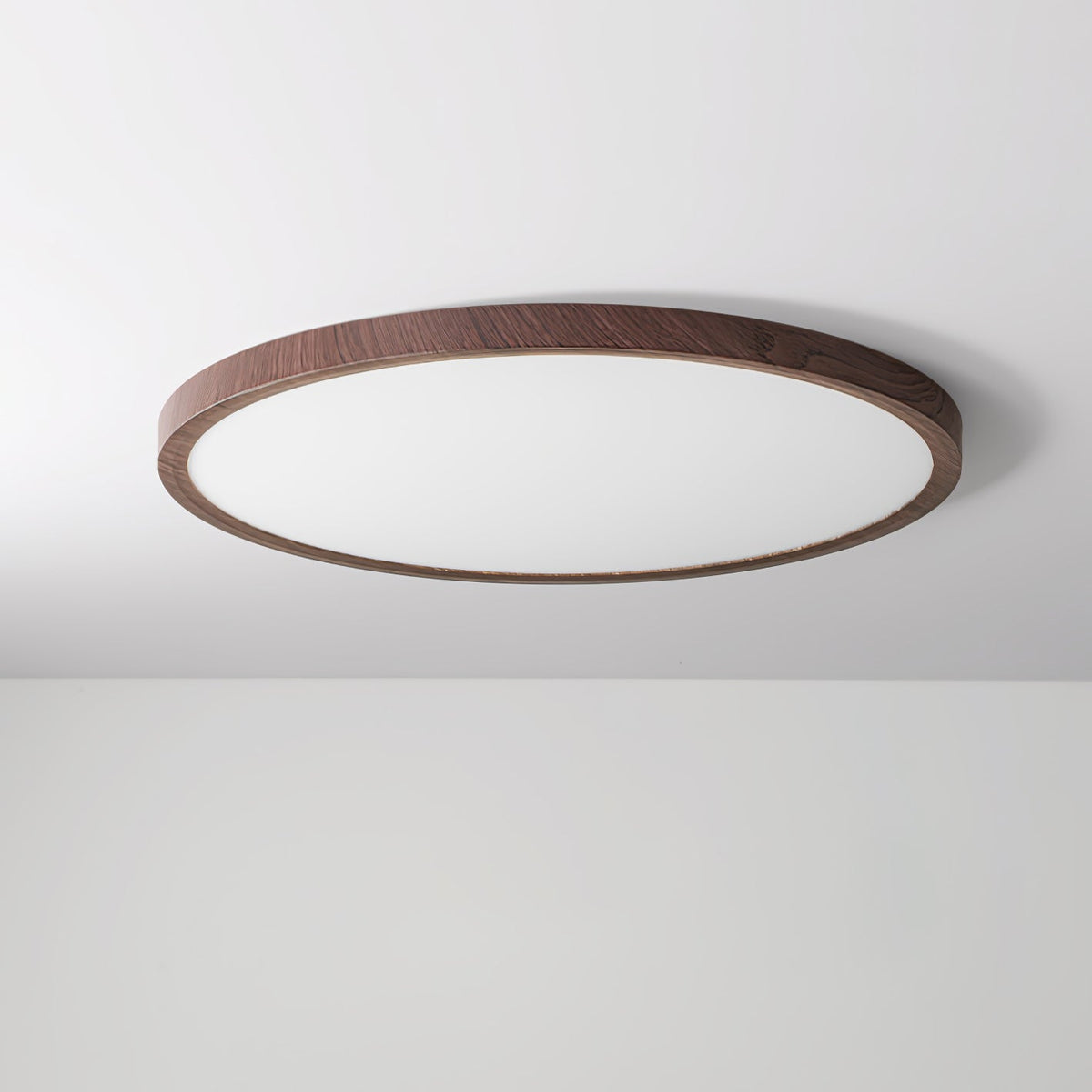 Round Slim Ceiling Light With Walnut Wood Finish Ultra