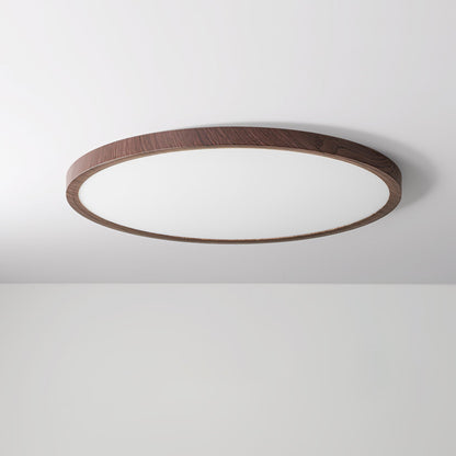 Round Slim Ceiling Light With Walnut Wood Finish Ultra