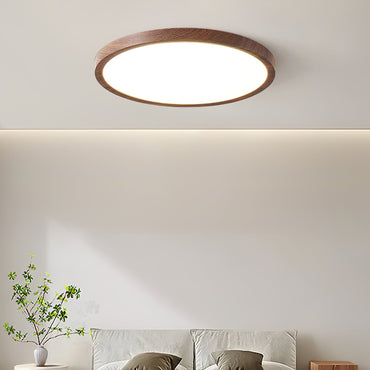Round Slim Ceiling Light With Walnut Wood Finish Ultra