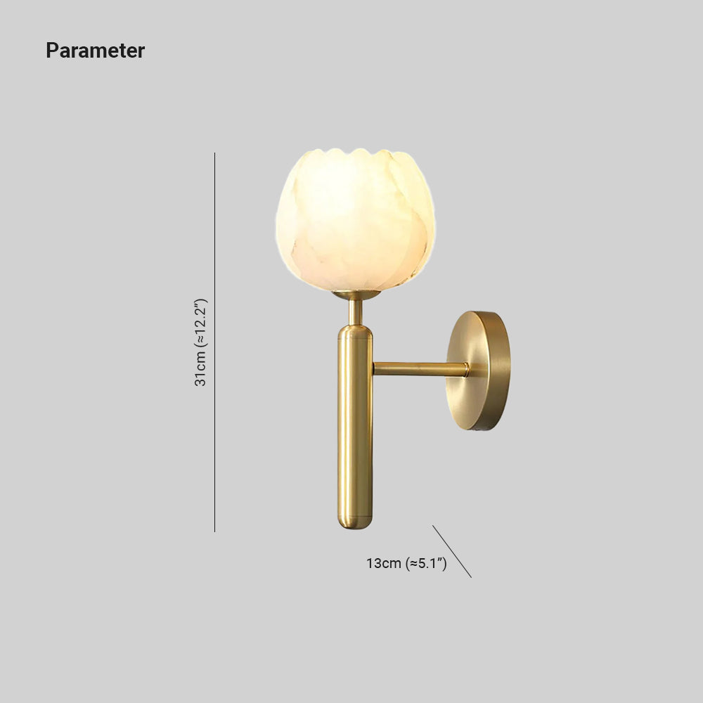 Wall Sconce Floral Brass Finish With Alabaster