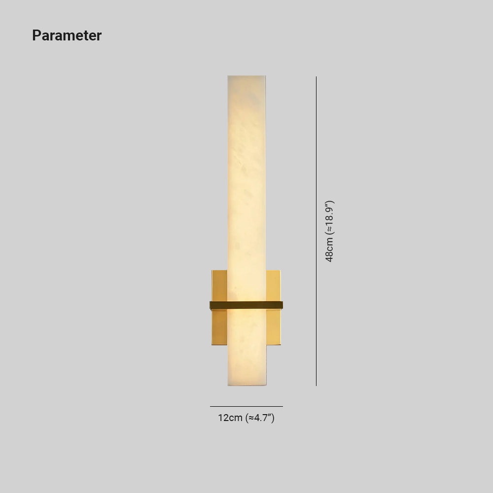 Modern Cuboid Alabaster Brass White Light Wall