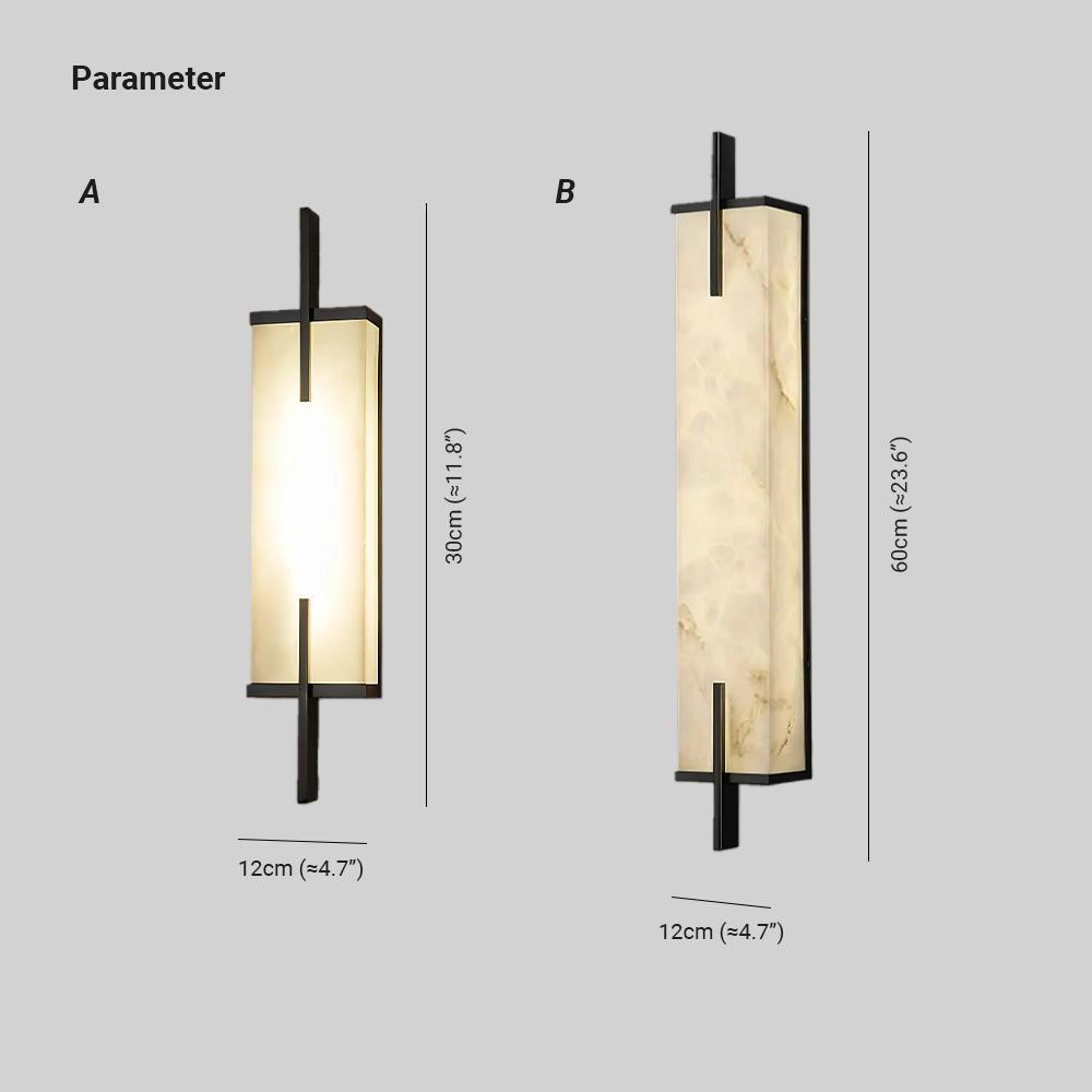 Minimal Frame Rectangular Alabaster Wall Light