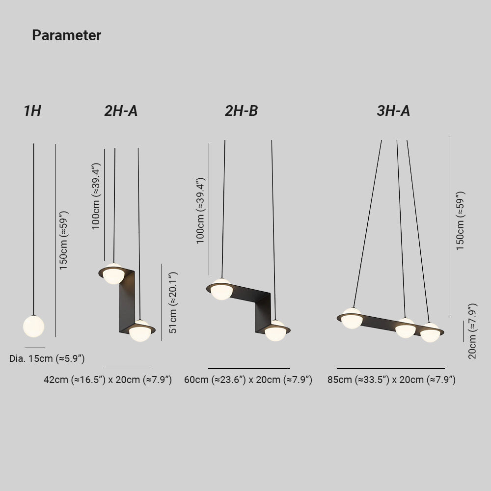 Adjustable Height Black Glass Pendant Lamp Selan