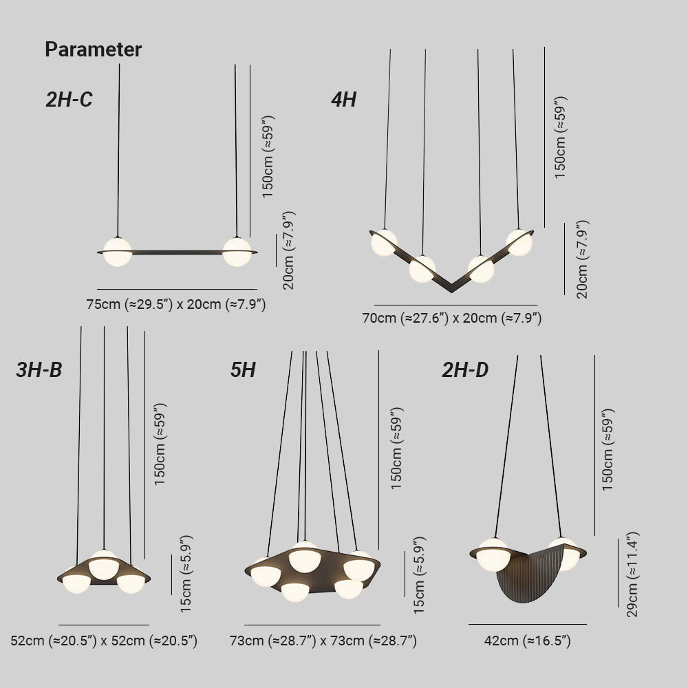 Adjustable Height Black Glass Pendant Lamp Selan