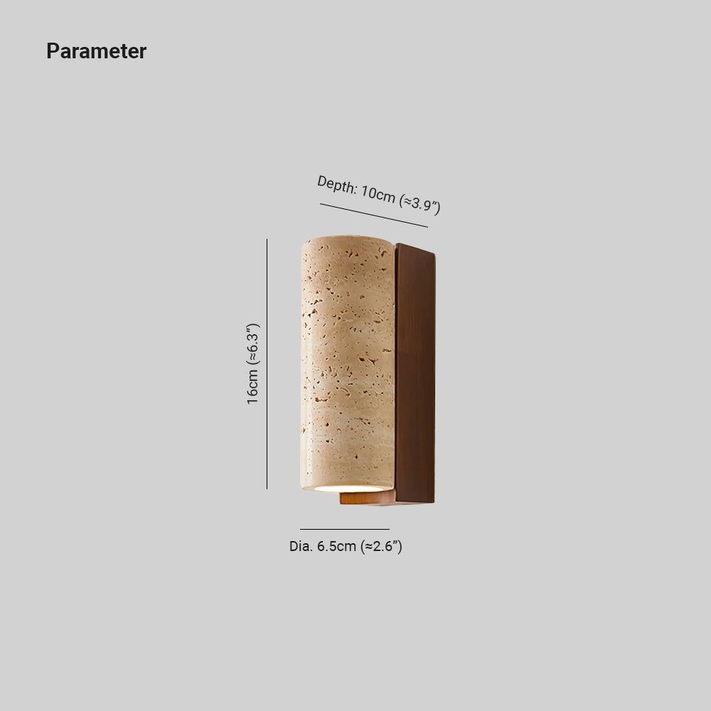 Wood Accents With Curved Travertine Wall Lamp