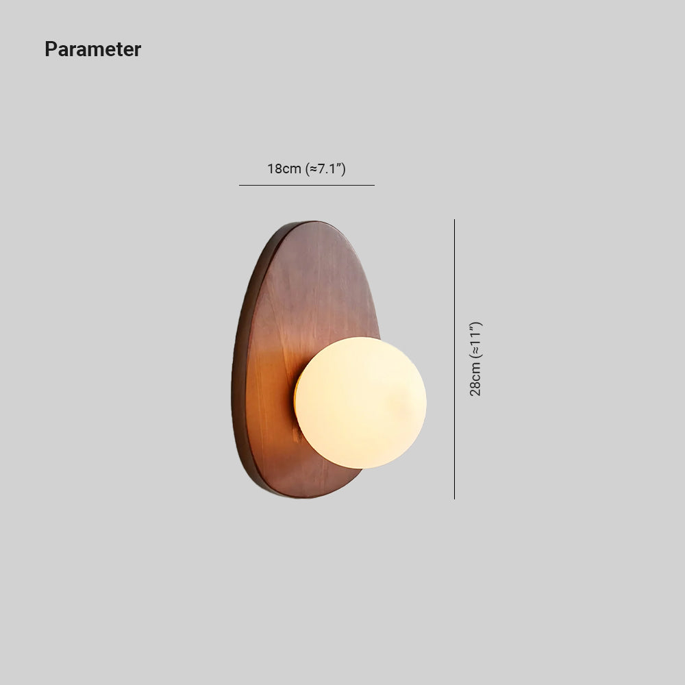 Globe Shade And Walnut Base Wall Lamp With Pebble Glow