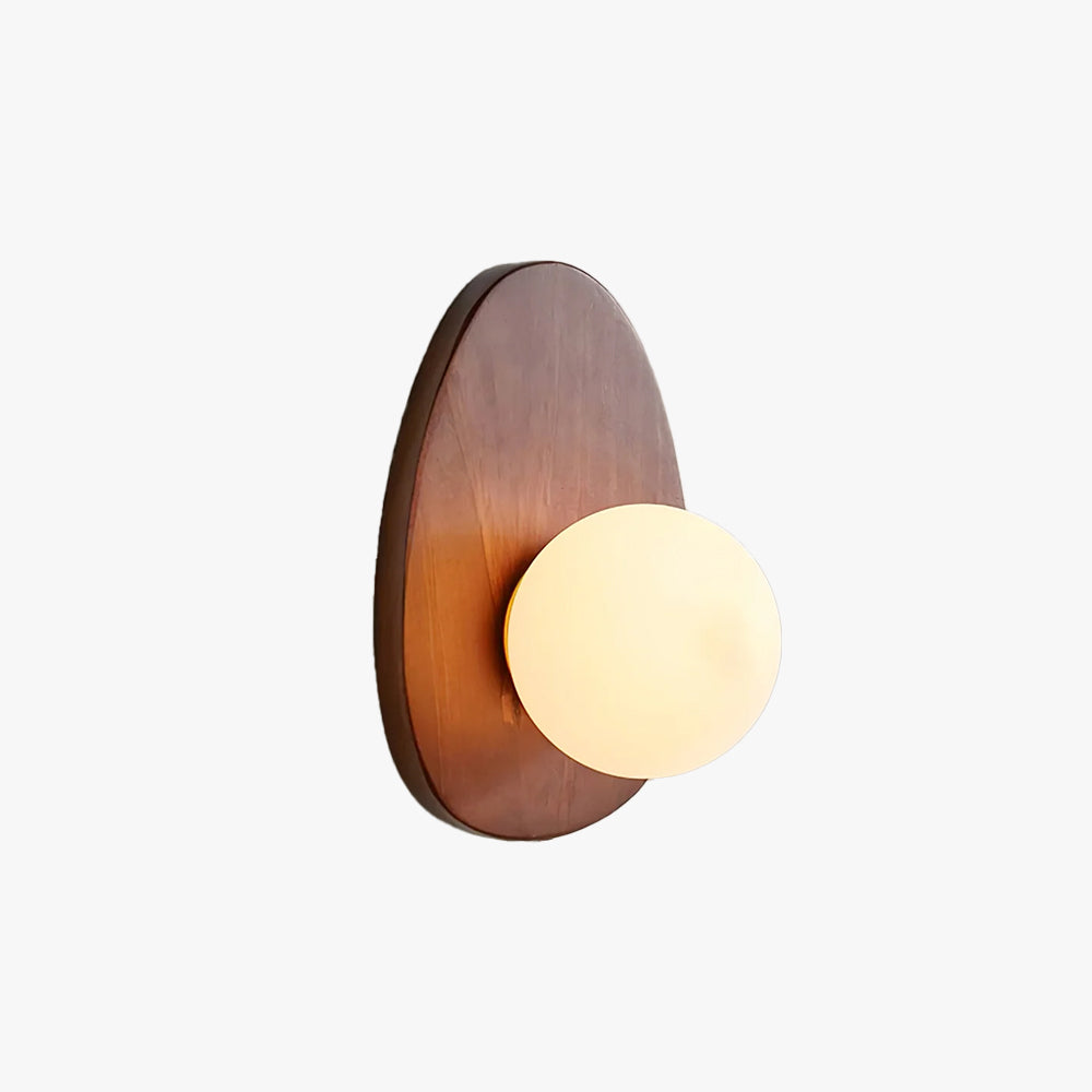 Globe Shade And Walnut Base Wall Lamp With Pebble Glow
