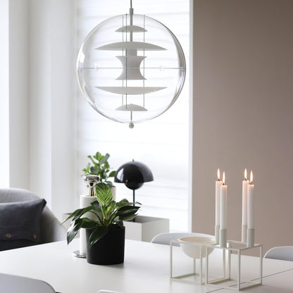 Clear Globe And Floating Geometric Layers Pendant Lamp