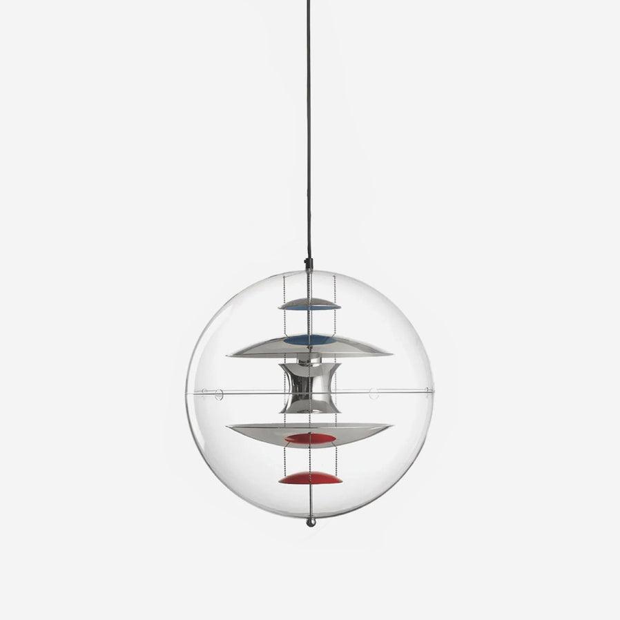 Clear Globe And Floating Geometric Layers Pendant Lamp