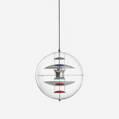 Clear Globe And Floating Geometric Layers Pendant Lamp