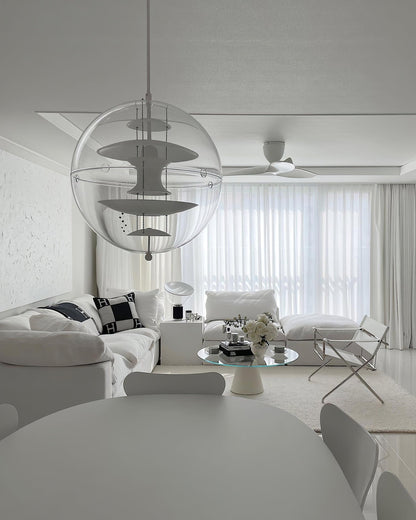 Clear Globe And Floating Geometric Layers Pendant Lamp