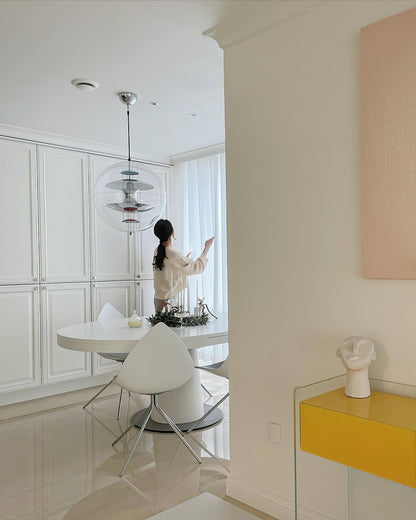 Clear Globe And Floating Geometric Layers Pendant Lamp