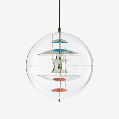 Clear Globe And Floating Geometric Layers Pendant Lamp