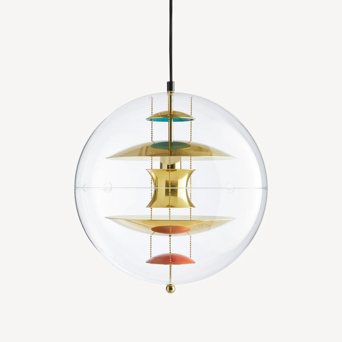 Clear Globe And Floating Geometric Layers Pendant Lamp
