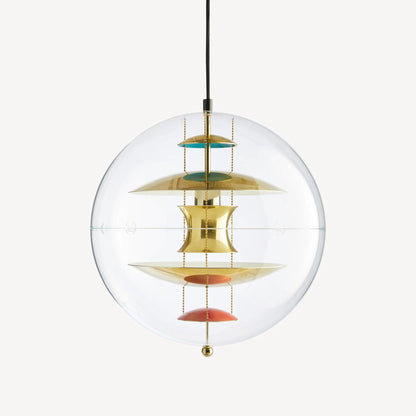 Clear Globe And Floating Geometric Layers Pendant Lamp