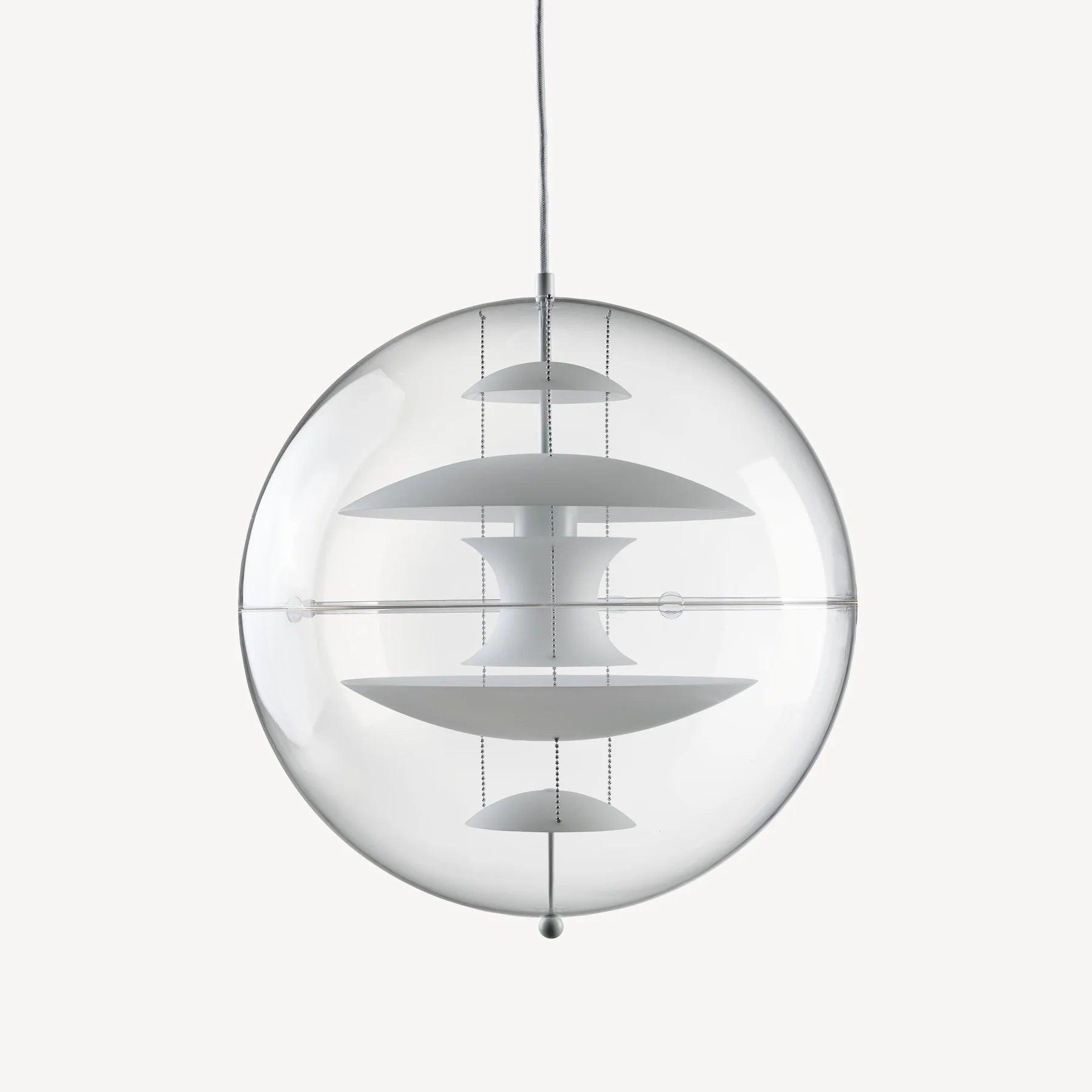 Clear Globe And Floating Geometric Layers Pendant Lamp