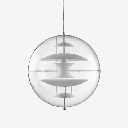 Clear Globe And Floating Geometric Layers Pendant Lamp