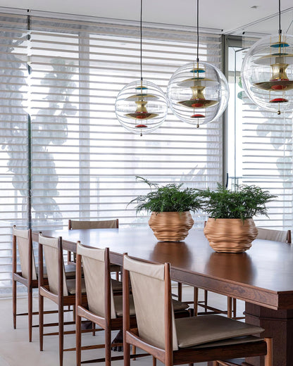 Clear Globe And Floating Geometric Layers Pendant Lamp