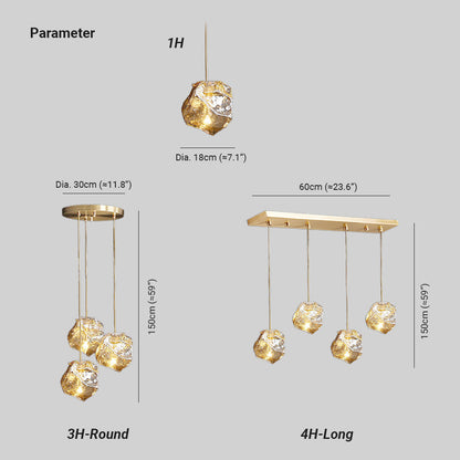 Pendant Light Ice Crackle Glass Premium Brass