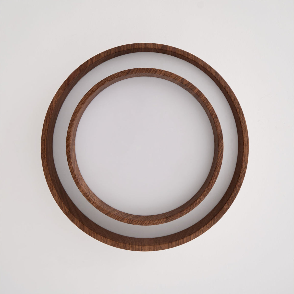 Geometric Walnut Double Ring Ceiling Light