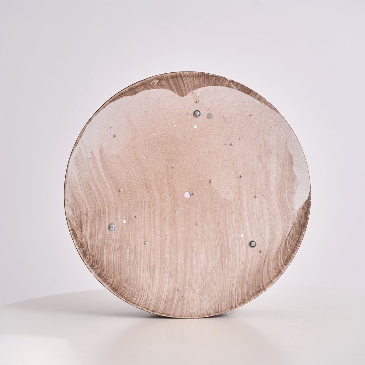 Geometric Walnut Double Ring Ceiling Light