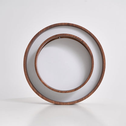 Geometric Walnut Double Ring Ceiling Light