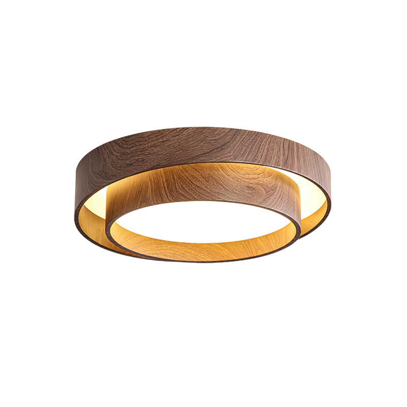 Geometric Walnut Double Ring Ceiling Light