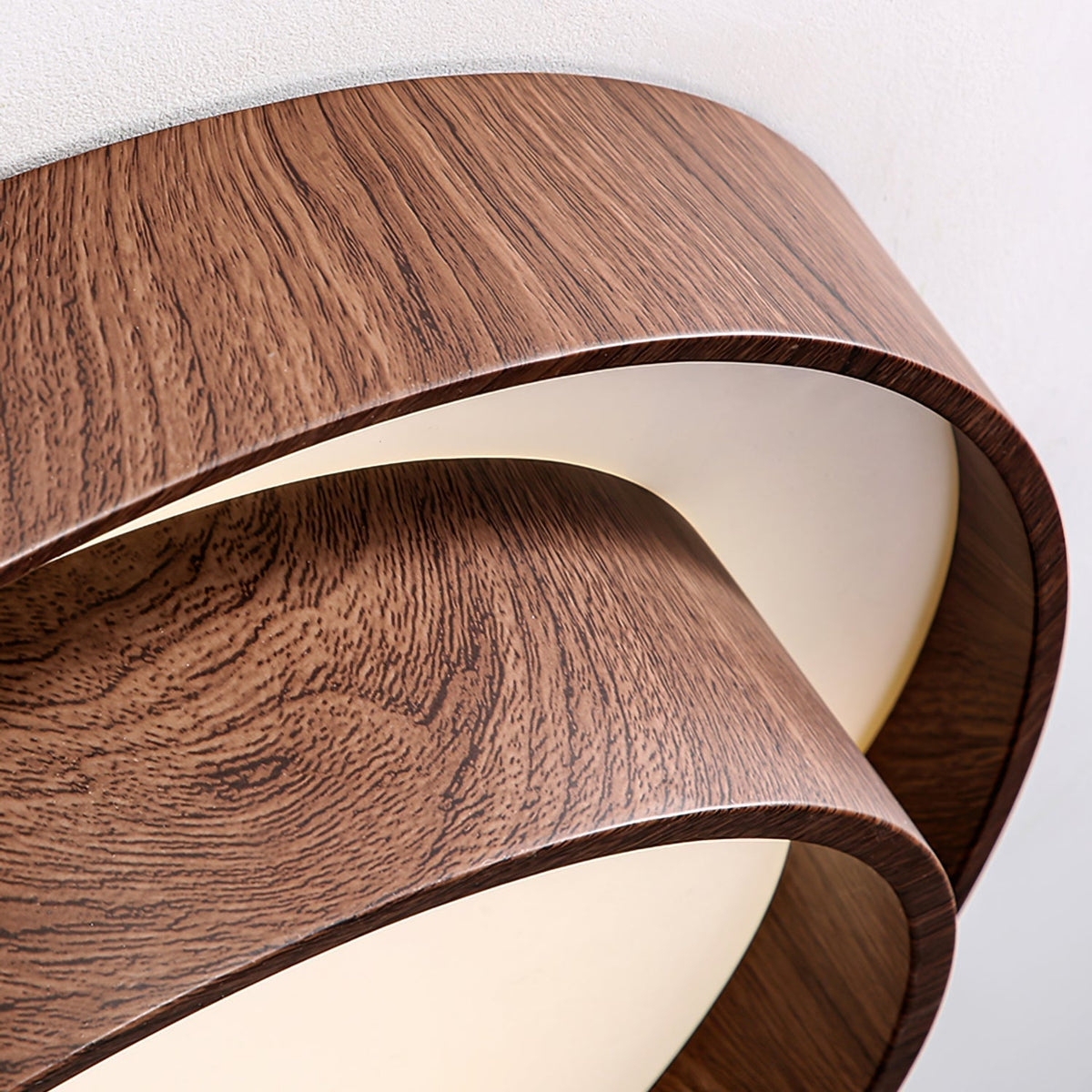 Geometric Walnut Double Ring Ceiling Light