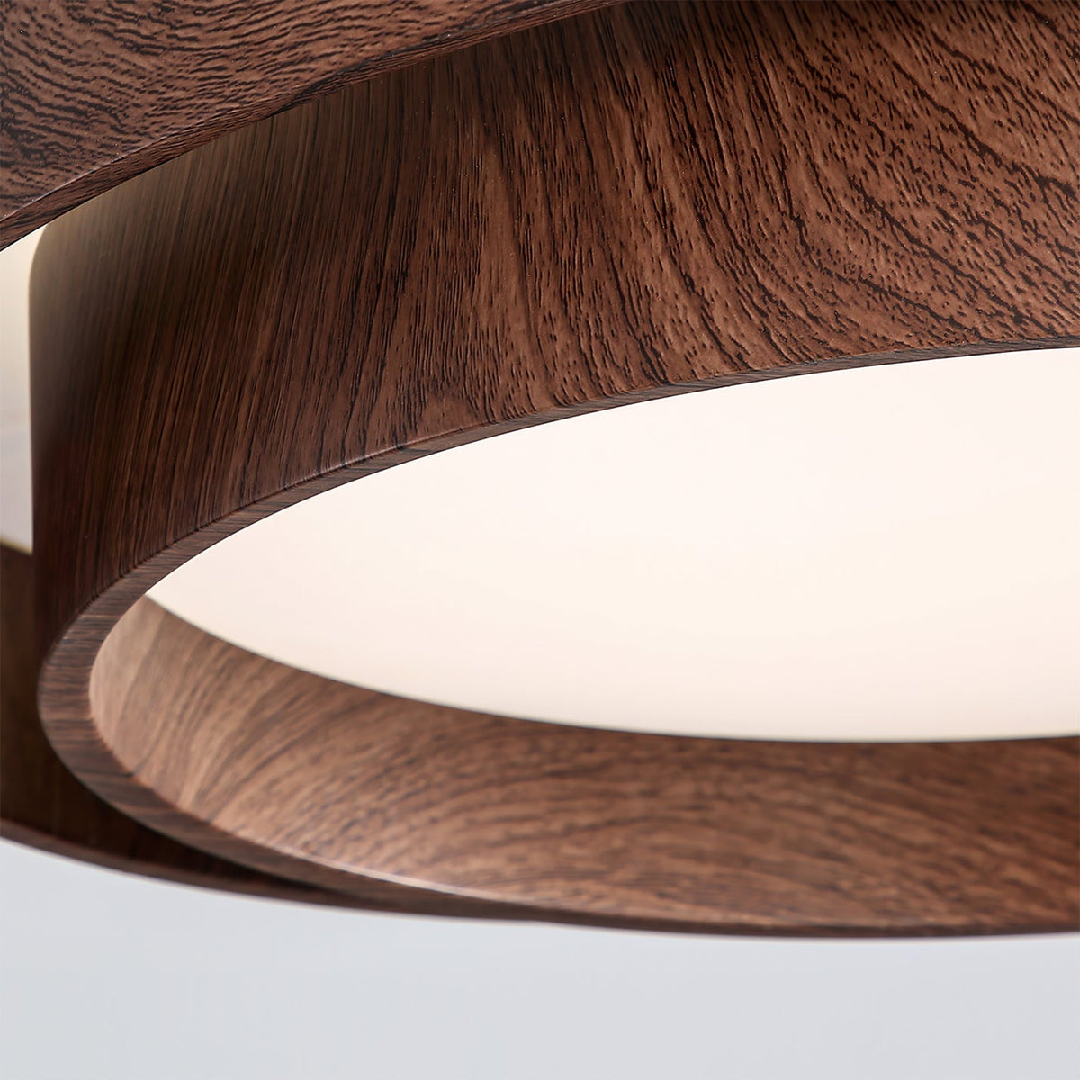 Geometric Walnut Double Ring Ceiling Light