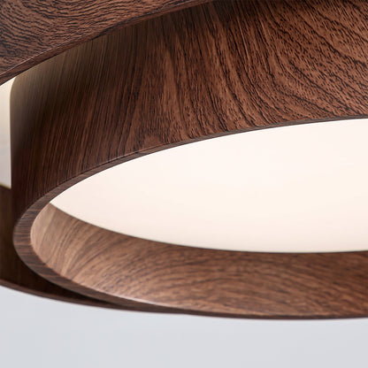Geometric Walnut Double Ring Ceiling Light